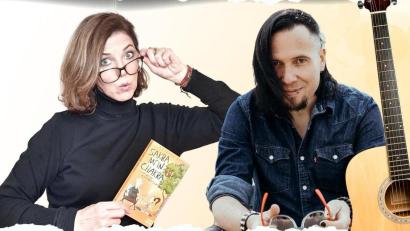 Bild: Antonia Vitz/exb
Autorin Antonia Vitz und der Musiker Daniel Gumo Reiss unterhalten das Publikum am Freitag, 21. Februar, in der neuen Stadtbücherei in Vohenstrauß.