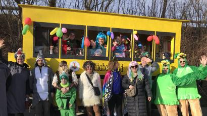 Bild: mma
Der Kainsrichter Waldkindergarten ist beim Gebenbacher Faschingszug fröhlich mit von der Partie.