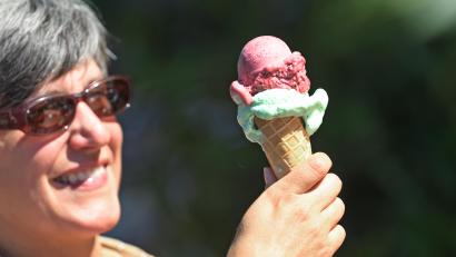 Symbolbild: Holger Hollemann/dpa
Eine Kugel Pistazien-Eis kostet am Hauptmarkt in Nürnberg bis zu 3,60 Euro.