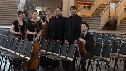 Bild: Else Ensemble/exb
Das Else-Ensemble mit Robert Schumann, Josef Laber, Alban Berg und Robert Kahn.