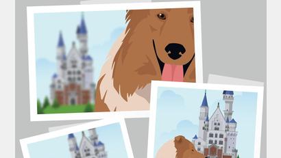 Grafik: Marina Gube
Ein Blick ins Fotoalbum: Linchen und Kara auf Neuschwanstein.
