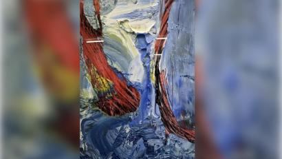 Bild: Renée Strecker
Das Bild "Wasserfall" in Öl auf Glas ist nicht mehr auffindbar. Jemand hat es wohl während der Ausstellung im Weidener Kunstverein gestohlen.