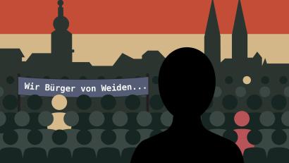 Grafik: Marco Meier
Die Bürger von Weiden.... Michael Brenner erinnert sich, an die frühen 1980er Jahre und den zögerlichen Umgang in der Stadt mit der eigenen Vergangenheit.
