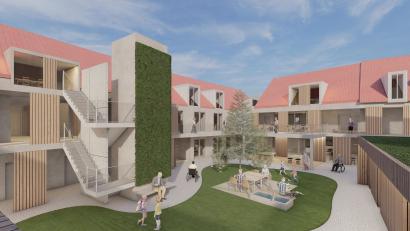 Bild: Rösch Architekten und Stadtplaner GmbH, Sabrina Zombek /exb
Mit einem großen Hof als Herzstück: So sahen erste Pläne für das Seniorenzentrum in Schönsee aus, dessen Realisierung nun offensichtlich aus mehreren Gründen ins Stocken geraten ist.