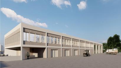 Grafik: Hilgarth Architekten-Stadtplaner
Auf zwei Geschossen erstreckt sich der geplante neue Kreisbauhof an der Mitterteicher Straße in Tirschenreuth. Im hinteren Bereich sind die Werkhallen und ein Waschplatz vorgesehen. Hier könnte sich noch eine Ausweitung ergeben, denn auch die benachbarte Straßenmeisterei hat Interesse an einer Mitnutzung.
