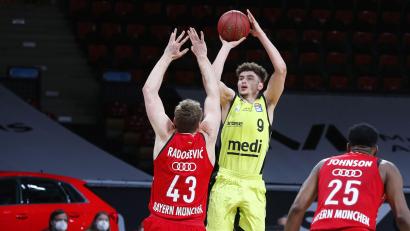 Archivbild: Peter Kolb/exb
De gebürtige Neustädter Kay Bruhnke, hier im Trikot von Medi Bayreuth, spielt aktuell für den litauischen Erstligisten M Basket-Delamode.
