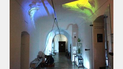 Bild: dwi
Der Aufbau der "Adapter"-Installation bei der Kunstnacht 2024.