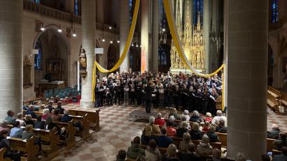 Bild: Petra Hartl
Mit einem großen Gemeinschaftsauftritt der teilnehmenden Chöre feierte die erste Amberger Chornacht am Freitagabend in der Basilika St. Martin ihren vielumjubelten Abschluss.