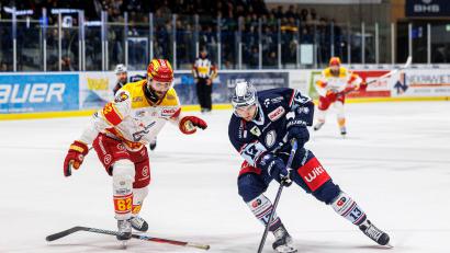 Bild: Werner Moller
Constantin Vogt (rechts) stürmt auch kommende Saison für die Blue Devils Weiden.