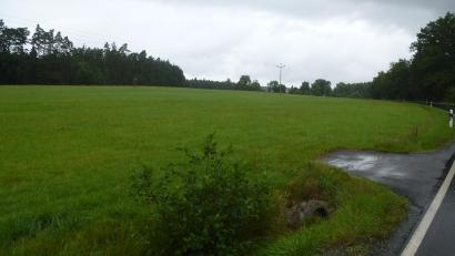 Bild: bk
Auf rund 6,5 Hektar Fläche zwischen der Gemeindeverbindungsstraße Trippach und Weiherhammer soll der Solarpark entstehen. Im Hintergrund der denkmalgeschützte Einödhof im Ortsteil Geräum.