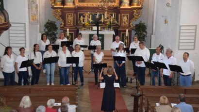 Bild: hdk
Der Gospelchor bei seinem Jubiläumskonzert in der evangelischen Kirche.