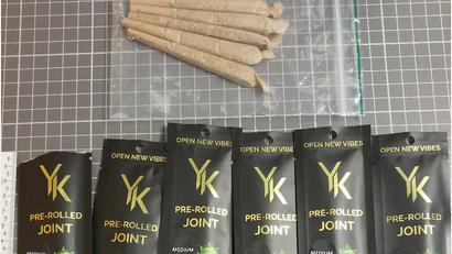 Bild: Bundespolizei
Die Beamten entdeckten diese Joints im Rucksack.