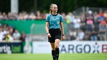 Bild: Silas Stein/dpa
Fabienne Michel ist beim Drittliga-Spiel zwischen Verl und Essen beleidigt worden.