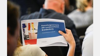 Bild: Britta Pedersen/dpa
Das Gutachten zur Einstufung der AfD Brandenburg als gesichert rechtsextremistisch wurde am Donnerstag offengelegt.