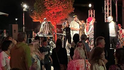 Bild: Susanne Schwab
Keine Müdigkeit vorschützen! Die Funky Blues Rabbits sorgten bei der Amberger Kunstnacht vor dem ACC für die musikalische Stimmung.