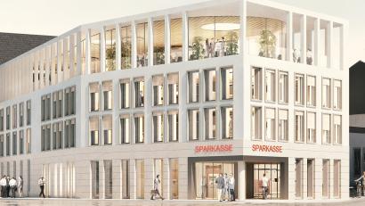 Bild: © Architektur: Brückner &amp; Brückner Architekten, Tirschenreuth, Würzburg
Der Regionalcenter Weiden der Sparkasse Oberpfalz Nord am Sparkassenplatz 1 wird umfassend modernisiert.