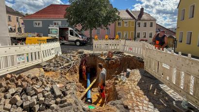 Bild: Wolfgang Steinbacher
Seit Mittwochmorgen klafft das Loch am Ende der Frühlingsstraße.