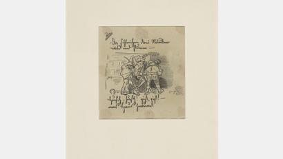 Bild: Antje Penz/ Staatliche Museen zu Berlin, Kupferstichkabinett /dpa
Die Zeichnung von Wilhelm Busch "Die drei Räuber". (Handout)