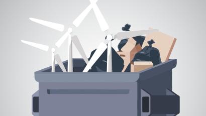 Bild: Marina Gube
Sie passen nicht in den Müll: Windkraftanlagen werden nach dem Ende ihrer Lebensdauer zum Problem.