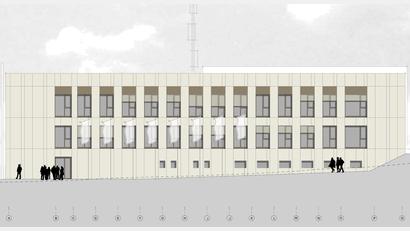 Bild: Winkler Architekten
Die Fassade der neuen Rettungsleitstelle in Wernberg-Köblitz besteht aus Aluminium-Tafeln.