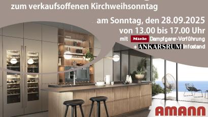 Bild: exb
Das Küchenstudio Amann lädt am 28. September 2025 von 13 bis 17 Uhr ein.