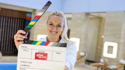 Bild: Christoph Reichwein/dpa
Set statt Centre Court: Tennisspielerin Sabine Lisicki übernimmt eine kleine Rolle in der RTL-Vorabendserie „Alles was zählt“.