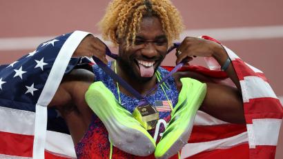 Bild: Oliver Weiken/dpa
Noah Lyles ist zum vierten Mal in Folge Weltmeister über die 200 Meter.