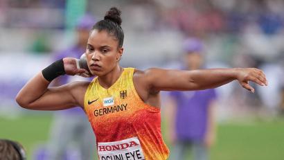 Bild: Michael Kappeler/dpa
Kugelstoß-Olympiasiegerin Yemisi Ogunleye musste sich bei der WM mit Platz sechs zufriedengeben.