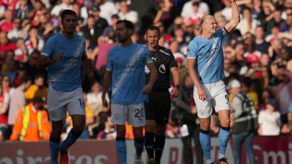 Bild: Kin Cheung/AP/dpa
Erling Haaland erzielte das Siegtor für Manchester City.