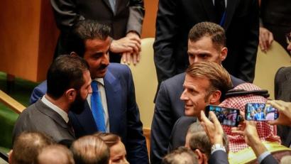 Bild: Kay Nietfeld/dpa
In New York im Mittelpunkt: Frankreichs Präsident Macron