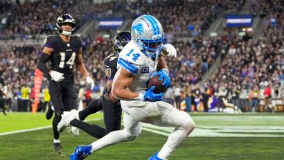 Bild: Stephanie Scarbrough/AP/dpa
Amon-Ra St. Brown fing seinen vierten Touchdown der Saison.