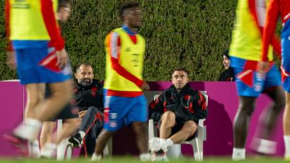 Bild: Peter Kneffel/dpa
Marco Neppe war zehn Jahre für den FC Bayern aktiv - hier etwa beim Wintertrainingslager 2023 in Doha. (Archivfoto)