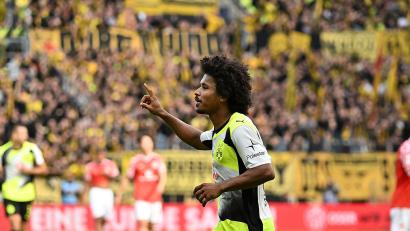 Bild: Torsten Silz/dpa
Karim Adeyemi hatte zuletzt viel Grund zur Freude.