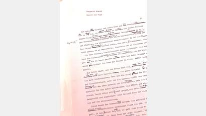 Bild: Literaturarchiv Sulzbach-Rosenberg
Manuskript von Helga Pfetsch zu Margret Atwoods „Report der Magd“.