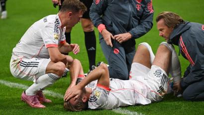 Bild: Arne Dedert/dpa
Harry Kane hat sich beim Bayern-Sieg in Frankfurt offenbar nicht schwerer verletzt.