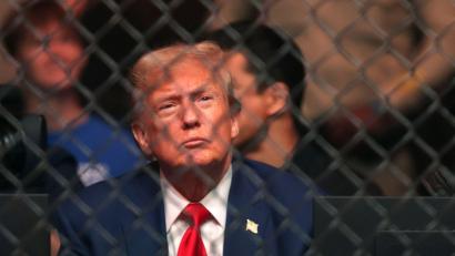 Bild: Steve Marcus/Las Vegas Sun via AP/dpa
Trump gilt als Fan der Kampfsport-Liga UFC und saß mehrfach selbst im Publikum. (Archivbild)