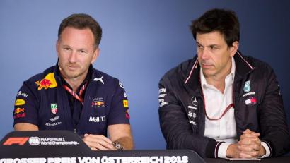 Bild: Georg Hochmuth/apa/dpa
Horner (links) und Wolff haben sich in der Formel 1 oft gestritten. (Archivbild)