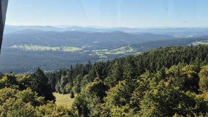 Bild: eib
Blick an einem sonnigen Septembertag vom Böhmerwaldturm nach Süden: Das Grüne Band liegt zu Füßen