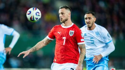 Bild: Georg Hochmuth/APA/dpa
Ball und Tor stets im Blick: Österreichs neuer Rekordtorschütze heißt Marko Arnautovic.