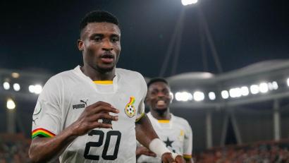 Bild: Themba Hadebe/AP/dpa
Tottenham-Star Mohammed Kudus hat mit Ghana den Sprung zur WM geschafft. (Archivbild)