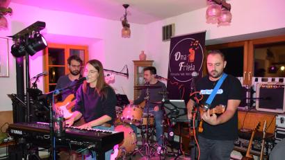 Bild: Heidi Kurz
von links: Dominik Herzner, Katrin Heidner, Jan Heidner und Timo Pleisteiner gaben ein Konzert in Unterachtel bei der Lindenwirtin
