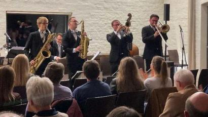 Bild: Forum Falkenberg
Die Pilsner Jazz-Band trat in der Burg Falkenberg auf.
