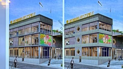 Grafik: Rethmeierschlaich Architekten
Etwas weniger Glas als ursprünglich geplant hat die neue Fassade des Hauses der Luisenburg (rechtes Bild).