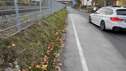 Bild: ge
Hier am Rosenberger Bahnhof teilt ein weißer Strich eine Gehfläche ab – sie soll wieder aktiviert werden.