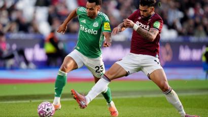 Bild: John Walton/PA Wire/dpa
West Hams Lucas Paqueta traf zum 1:1-Ausgleich gegen Newcastle United.