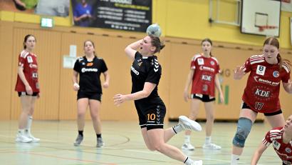 Archivbild: Hubert Ziegler
Tina Lösch (am Ball) und die Handballerinnen der HG Amberg empfangen am Samstag den HC Forchheim.