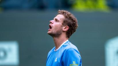 Bild: David Inderlied/dpa
Novak Djokovic war für den deutschen Tennisprofi Yannick Hanfmann doch eine Nummer zu groß. (Archivbild)