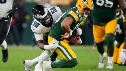 Bild: Morry Gash/AP/dpa
Die Eagles und Packers lieferten sich ein von der Defensive geprägtes Duell.