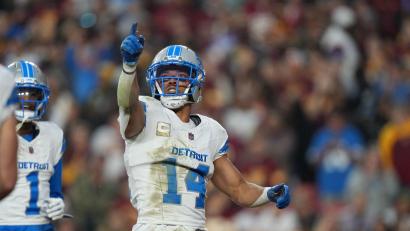 Bild: Stephanie Scarbrough/AP/dpa
St. Brown äußerte sich zu seinem kritisierten Touchdown-Jubel. (Archivbild)