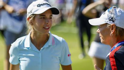 Bild: Luis Santana/Tampa Bay Times/ZUMA Press Wire/dpa
Kai Trump (l.) verpasste den Cut bei ihrem Profi-Debüt klar.